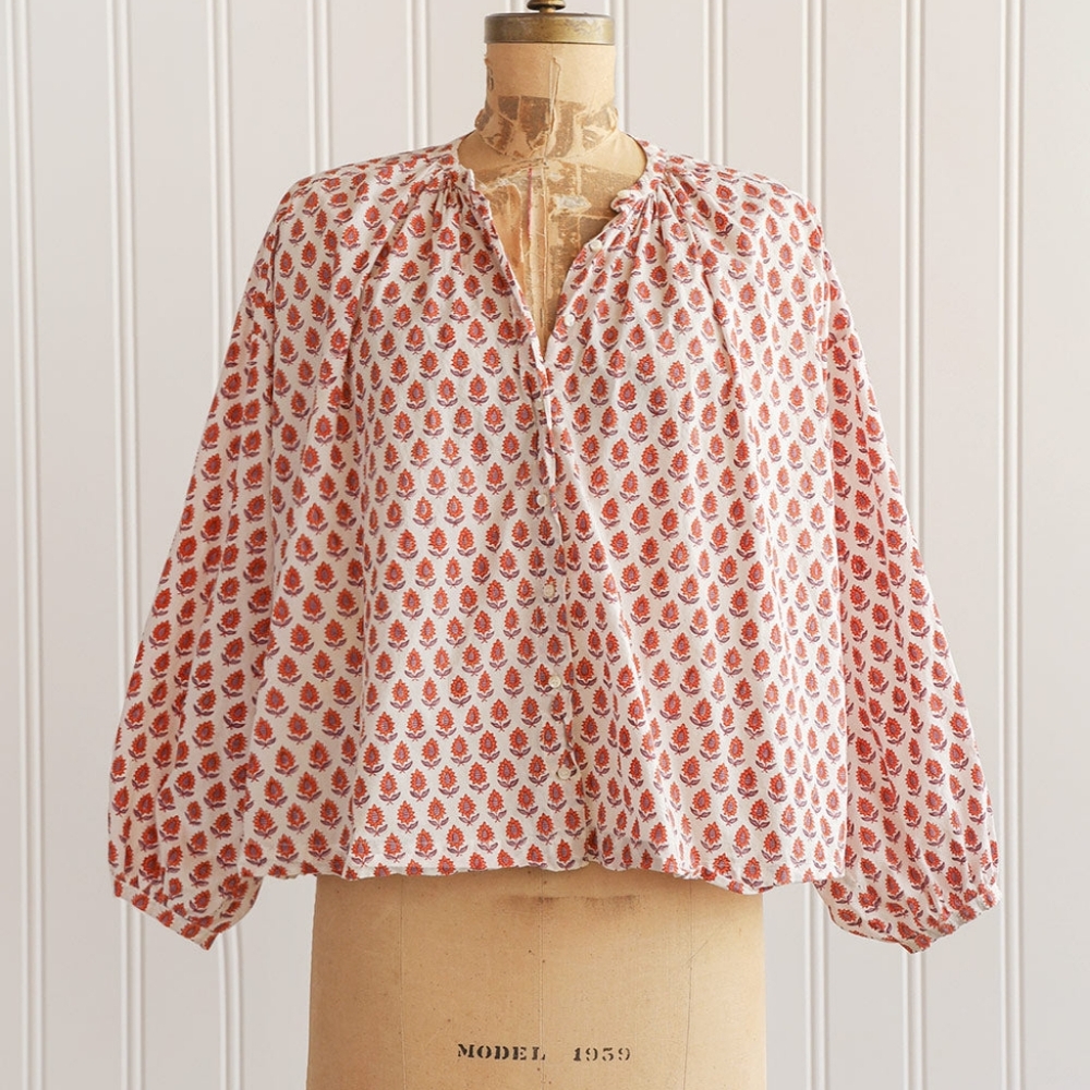 Doen The Jane Blouse in Traveler Block Print